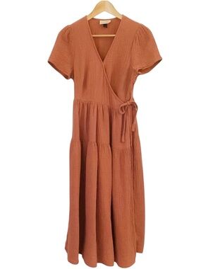 Universal Thread 100% Cotton Wrap Maxi Dress Size: M
